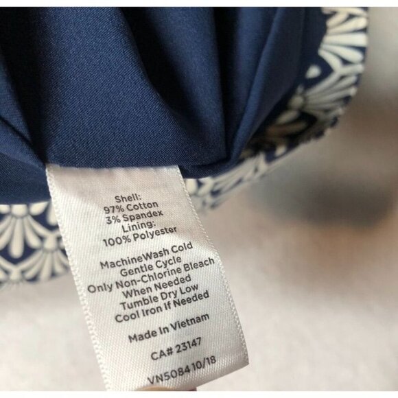 Talbots A-Line Pencil Skirt Navy Blue White Geometric Fan Print Lined Womens 16P - Picture 7 of 7